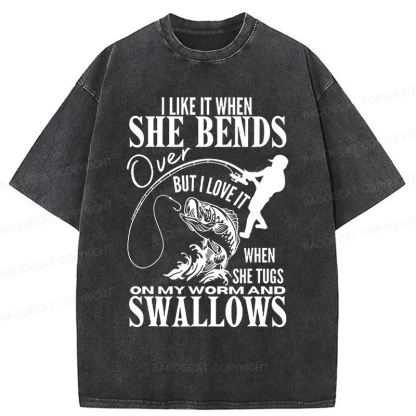 Baddiecat I Like It When She Bends Washed T-shirt