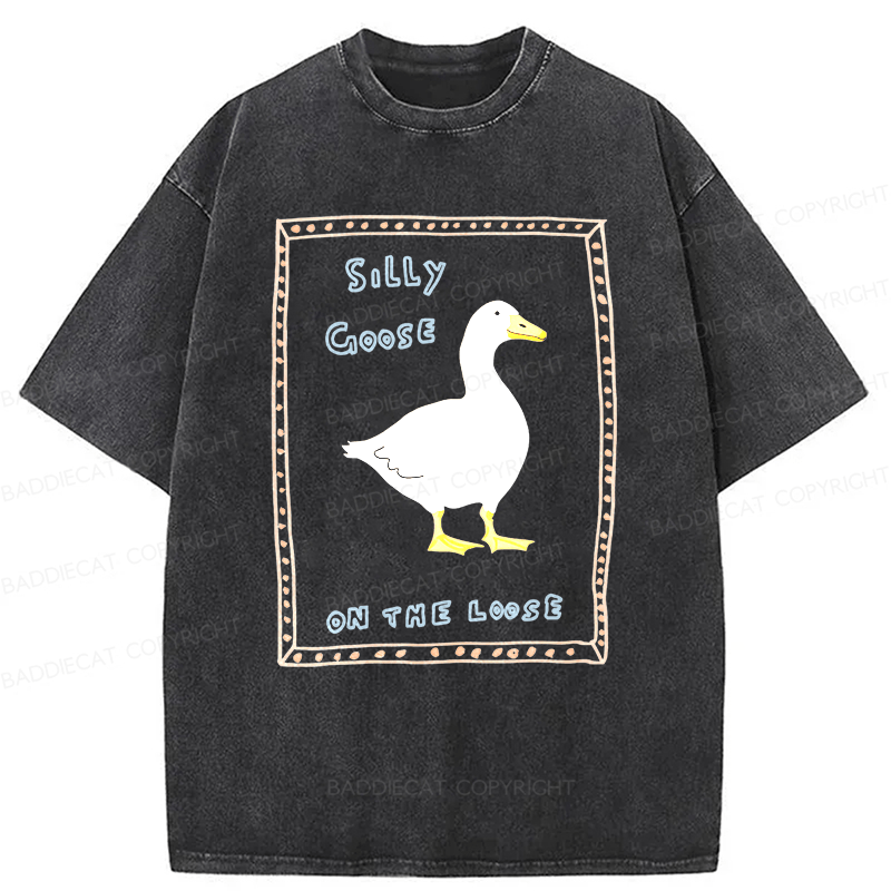 Baddiecat Silly Goose On The Loose Washed T-shirt