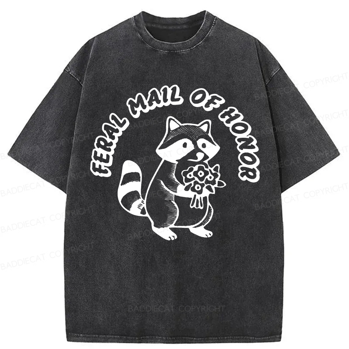 Baddiecat Feral Maid Of Honor Opossum Washed T-shirt