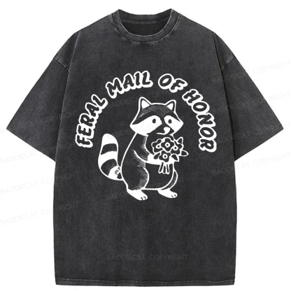 Baddiecat Feral Maid Of Honor Opossum Washed T-shirt