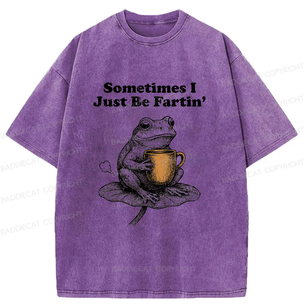 Baddiecat Farting Frog Washed T-shirt