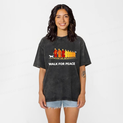 Baddiecat Walk For Peace Washed T-shirt