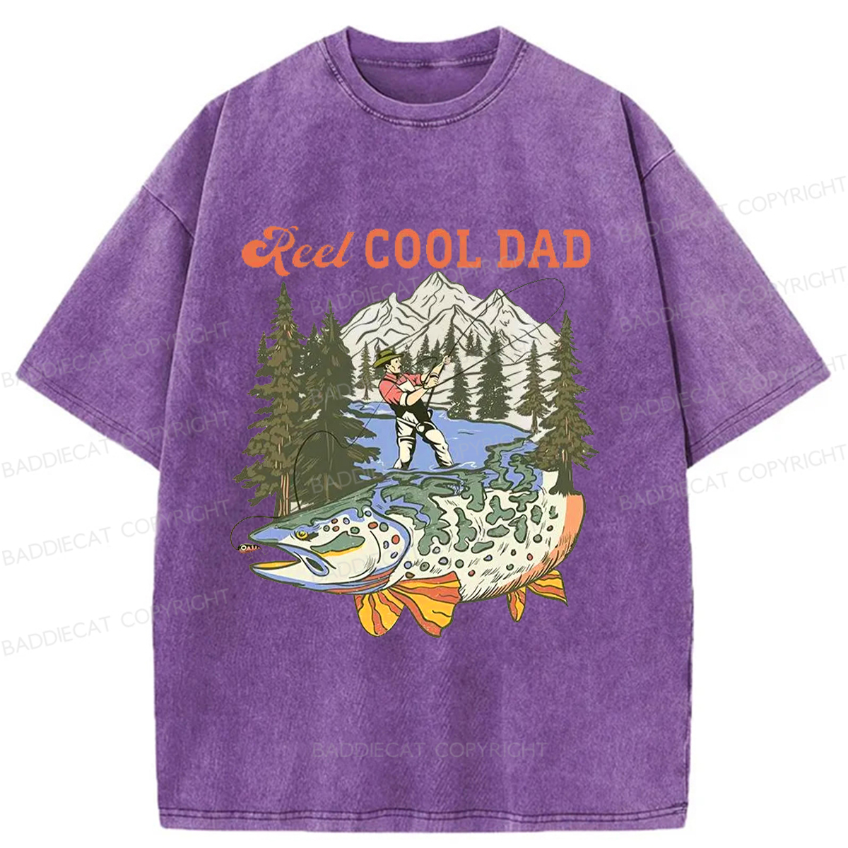Baddiecat Reel Cool Dad Washed T-shirt