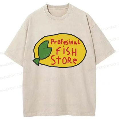 Baddiecat Profesinal Fish Store Washed T-shirt