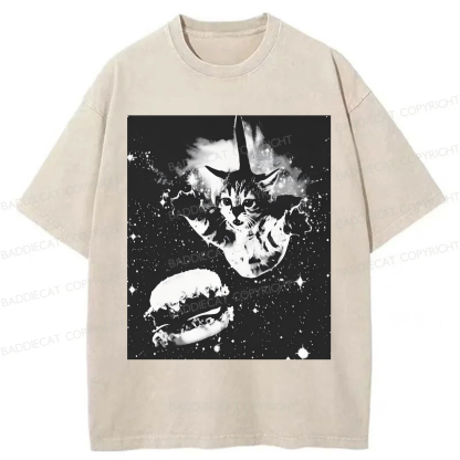 Baddiecat Cat Burger Washed T-shirt