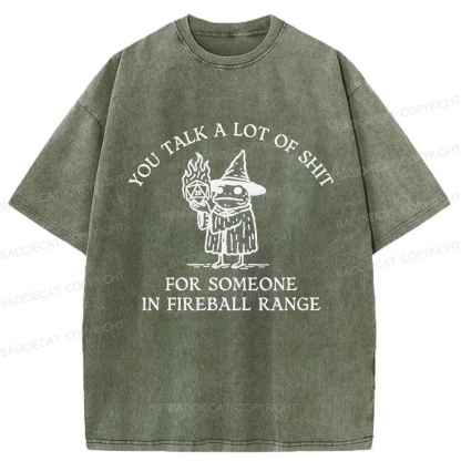 Baddiecat You Talk A Lot Of Shit For Someone In Fireball Range Washed T-shirt