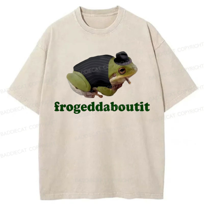 Baddiecat Frogeddaboutit Frog Washed T-shirt