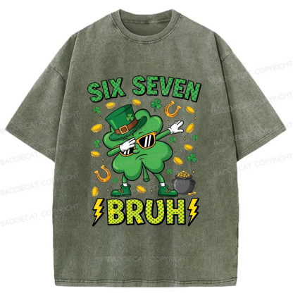 Baddiecat Six Seven Bruh Washed T-shirt