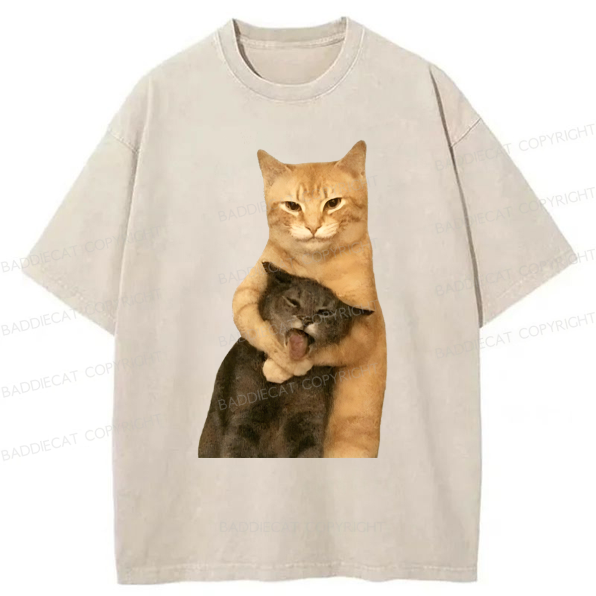 Baddiecat Funny Cat Brothers Washed T-shirt