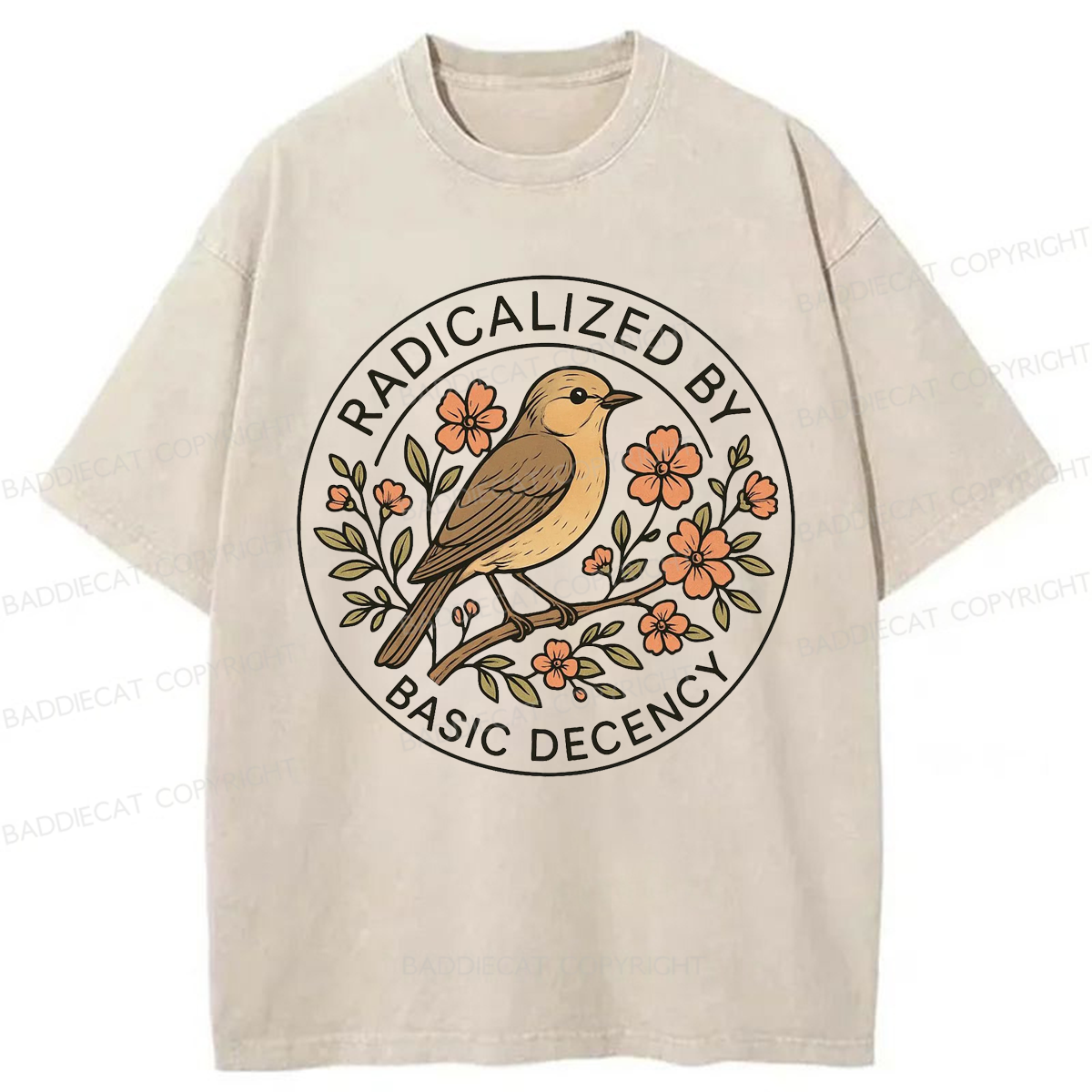 Baddiecat Radicalized By Basic Decency Washed T-shirt