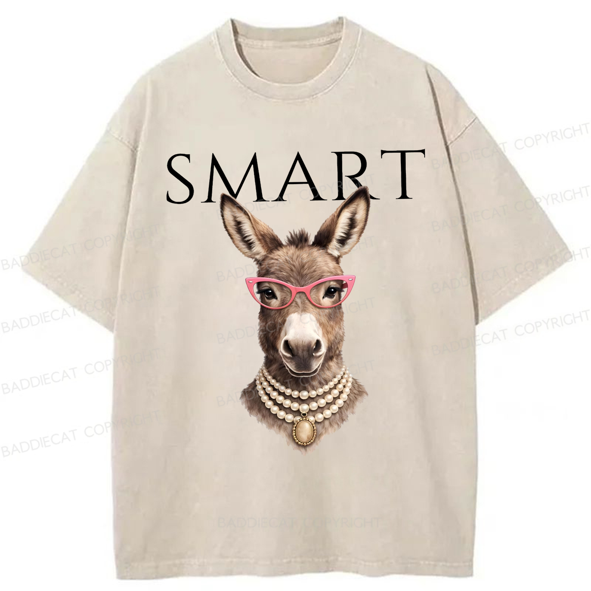 Baddiecat Smart Donkey Washed T-shirt