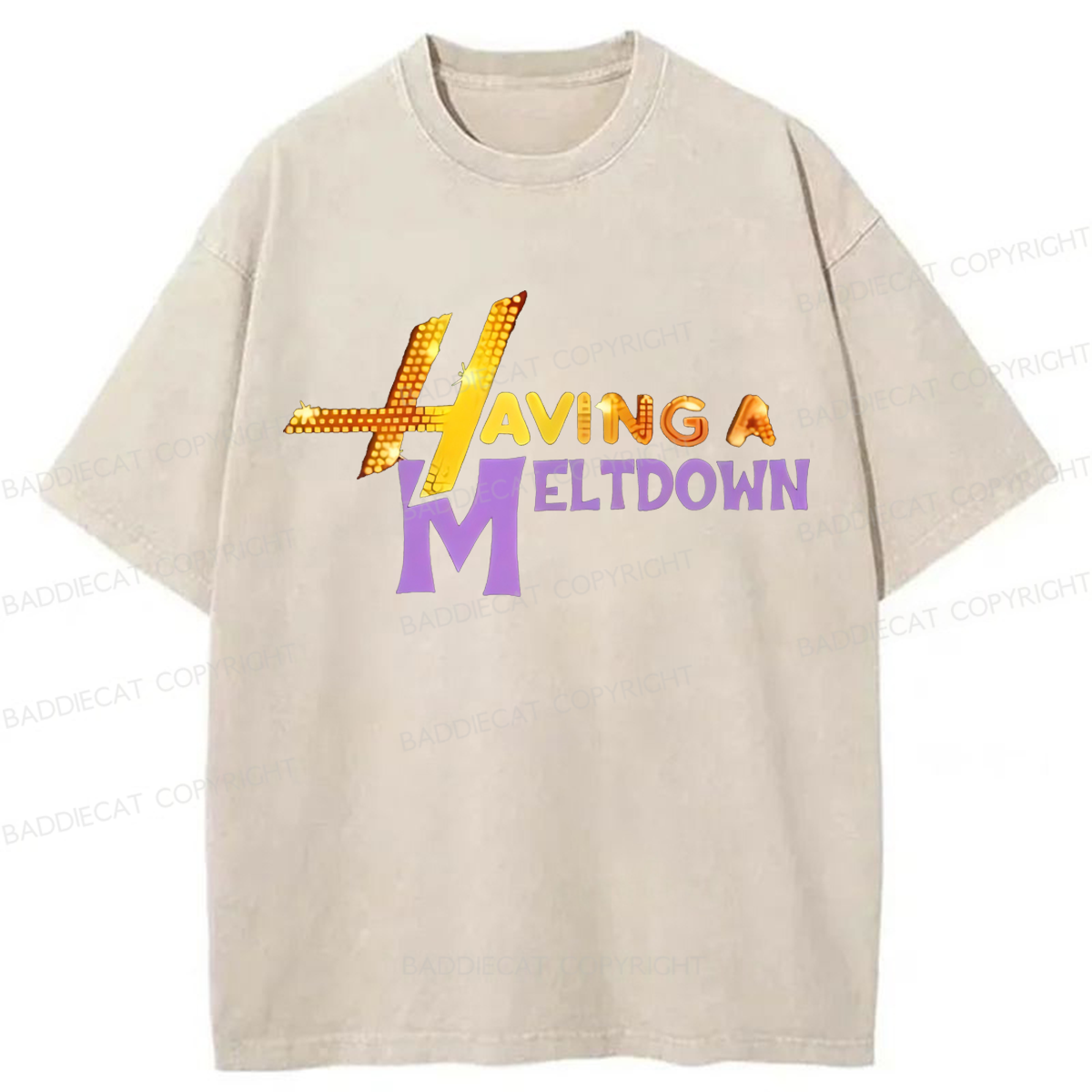 Baddiecat Having A Meltdown Washed T-shirt