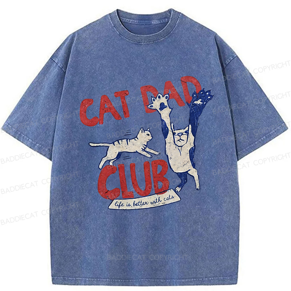 Baddiecat Cat Dad Club Washed T-shirt