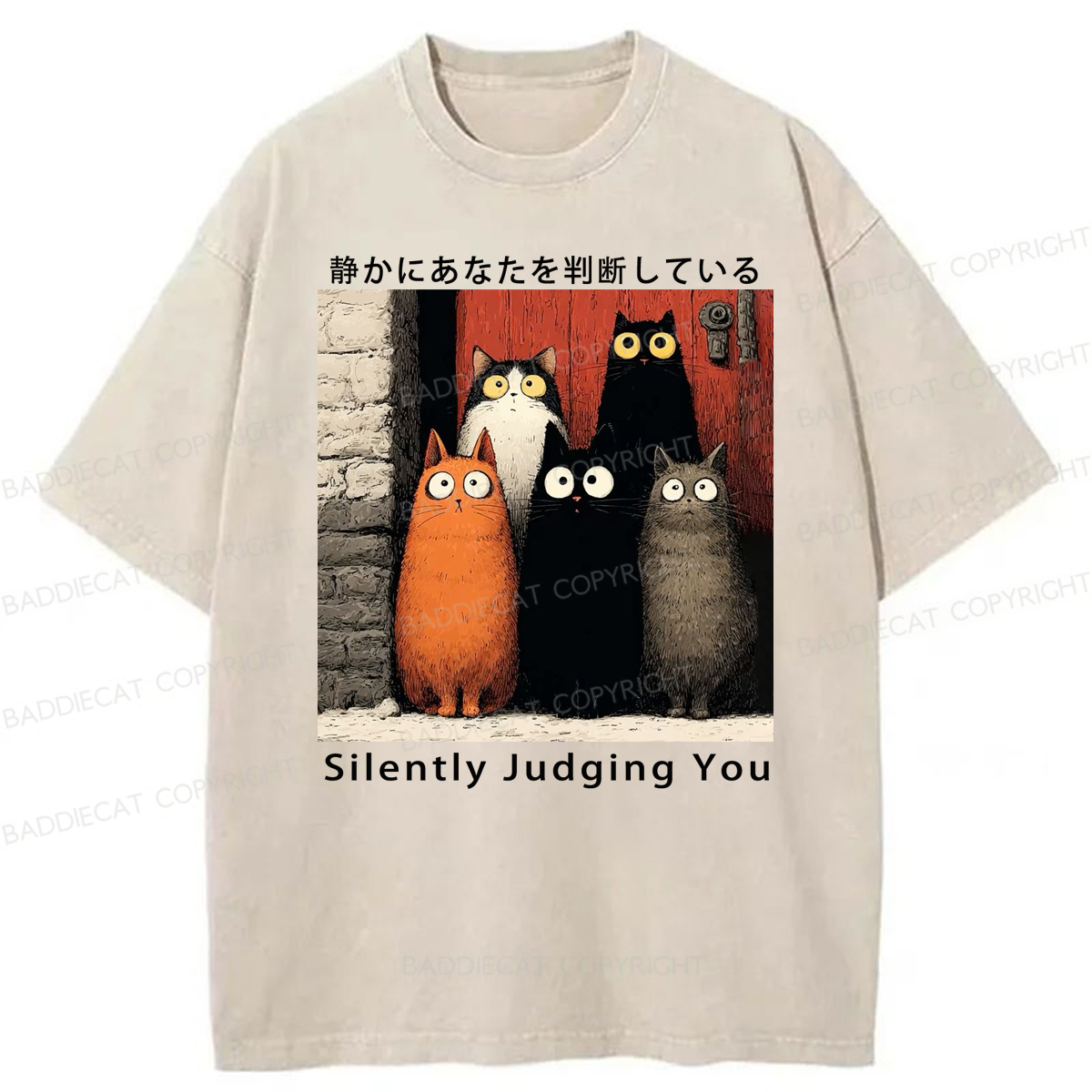 Baddiecat Cats Silently Judging You Washed T-shirt