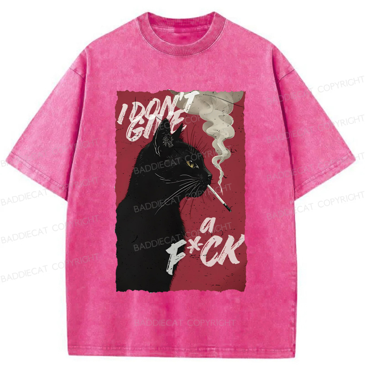 Baddiecat Rebellious Black Cat Washed T-shirt