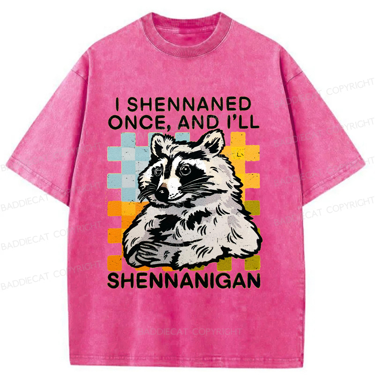 Baddiecat Mischievous Raccoon Washed T-shirt