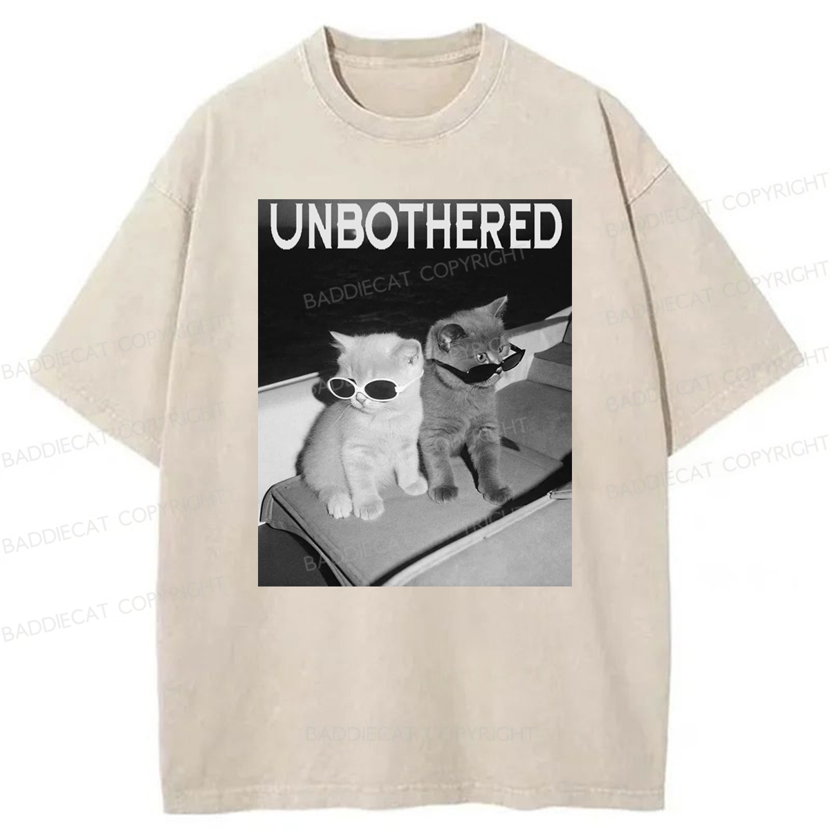 Baddiecat Unbothered Cats Washed T-shirt