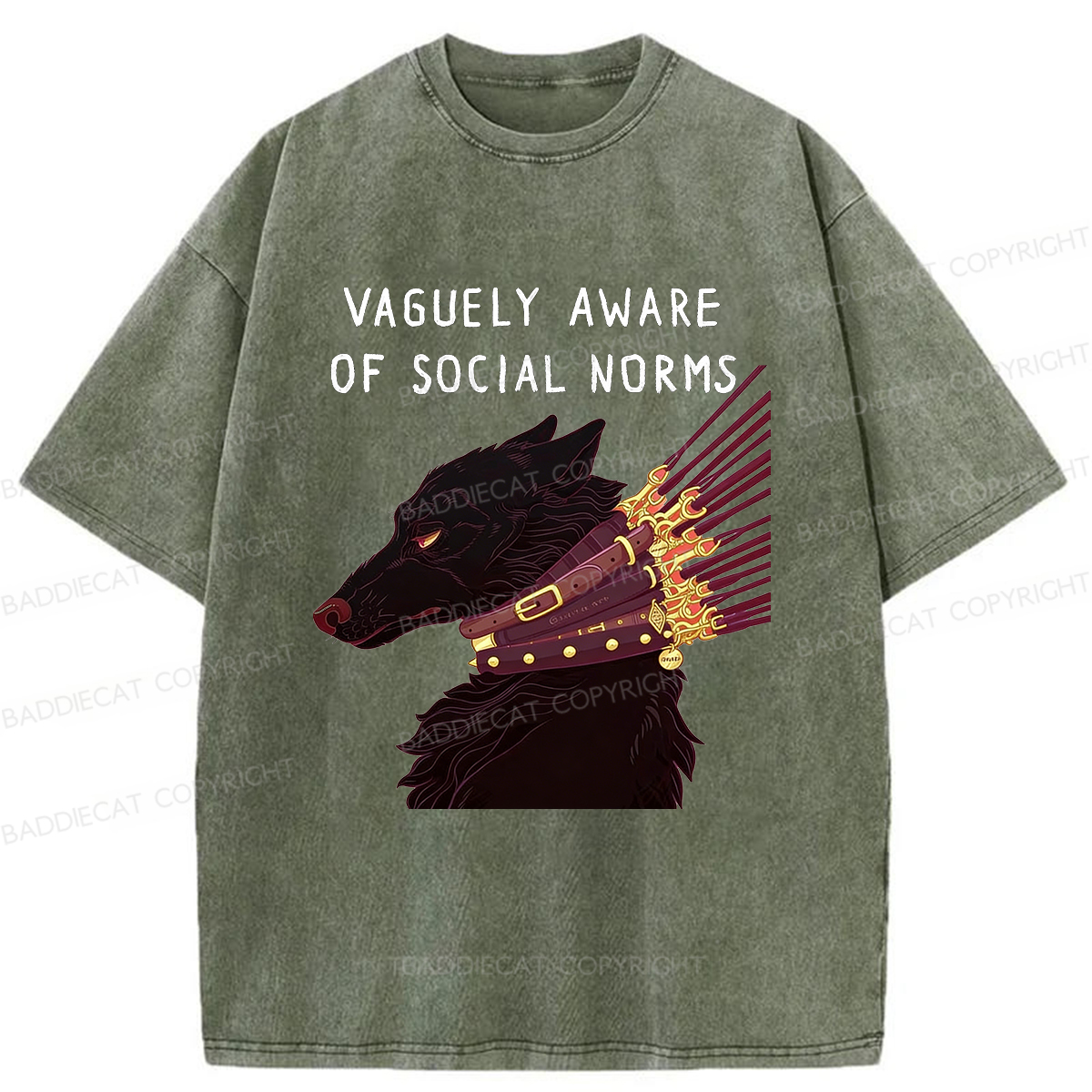 Baddiecat Vaguely Aware Of Social Norms Washed T-shirt