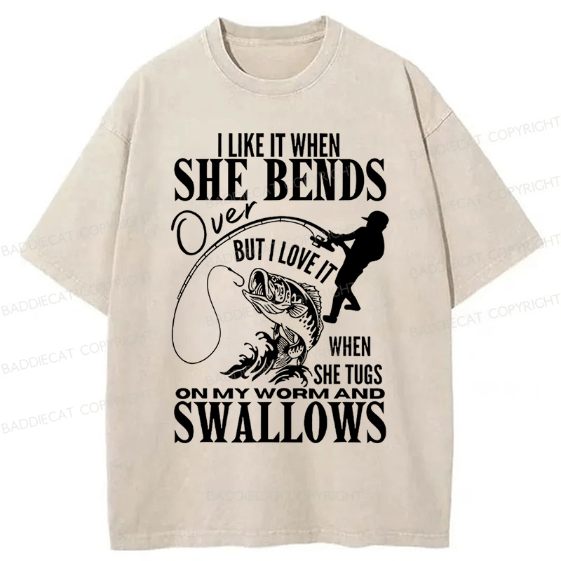 Baddiecat I Like It When She Bends Washed T-shirt