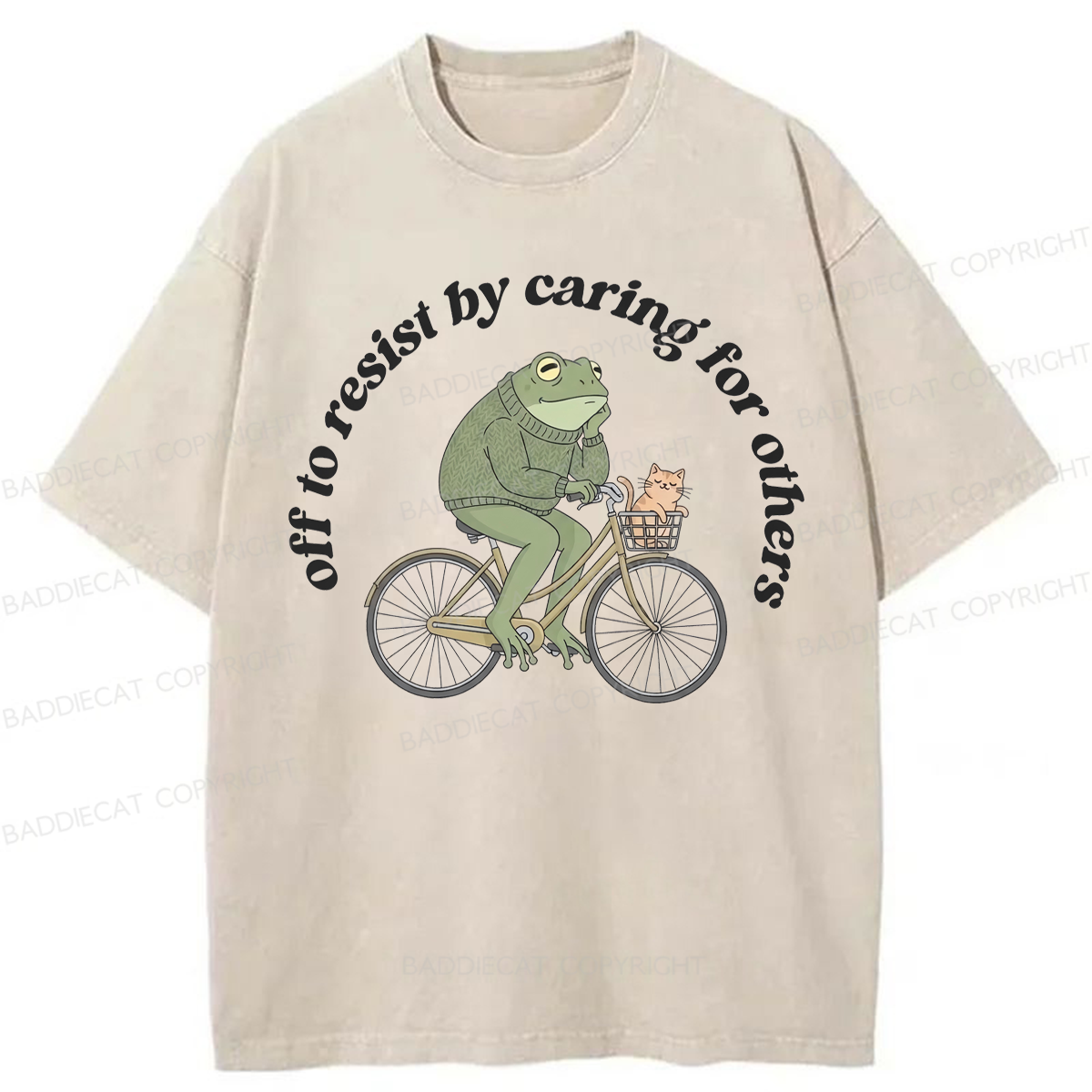 Baddiecat Off To Resist By Caring For Others Washed T-shirt