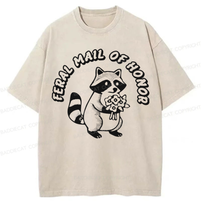 Baddiecat Feral Maid Of Honor Opossum Washed T-shirt