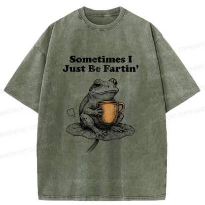 Baddiecat Farting Frog Washed T-shirt