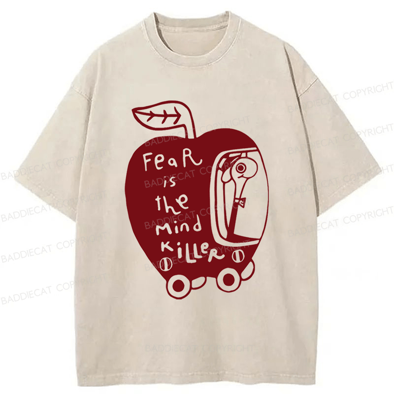 Baddiecat Fear Is The Mind Killer Funny Worm Washed T-shirt