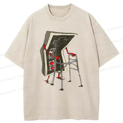 Baddiecat Old Gamer Washed T-shirt