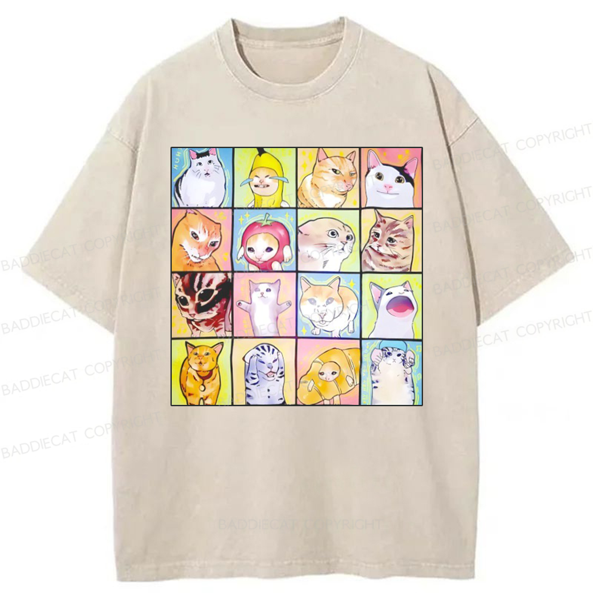 Baddiecat Cats Meme Washed T-shirt