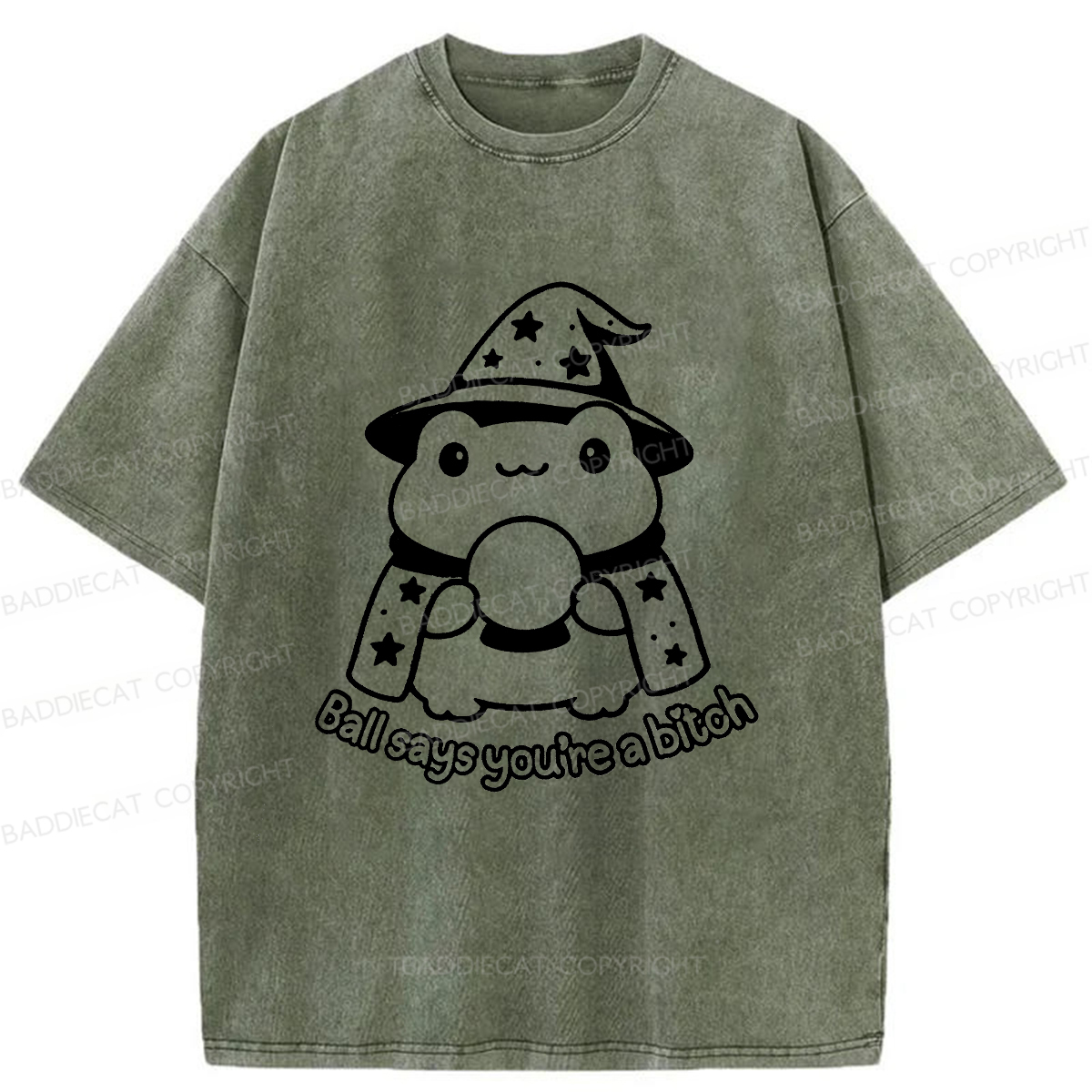 Baddiecat Naive Frog Washed T-shirt