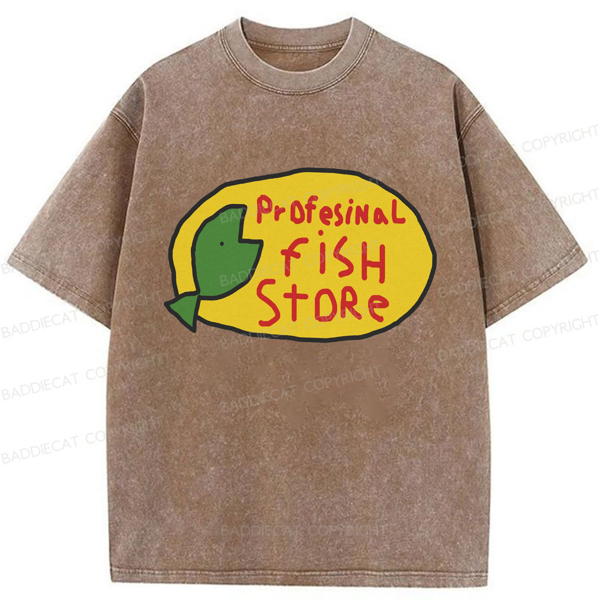 Baddiecat Profesinal Fish Store Washed T-shirt