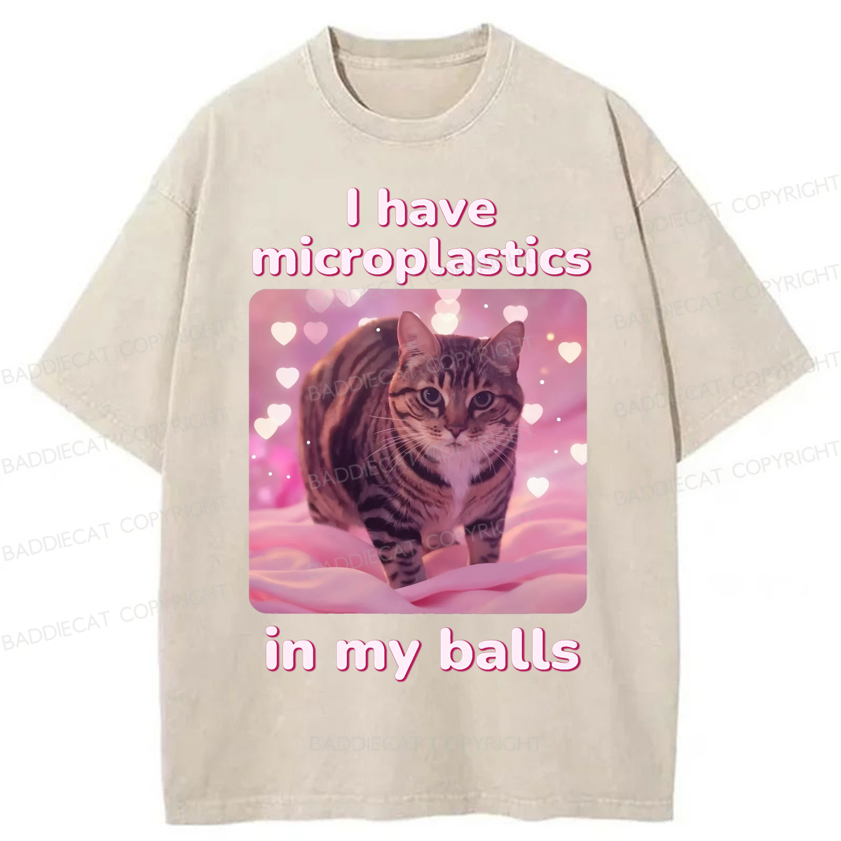 Baddiecat I have Microplastics In My Balls Washed T-shirt
