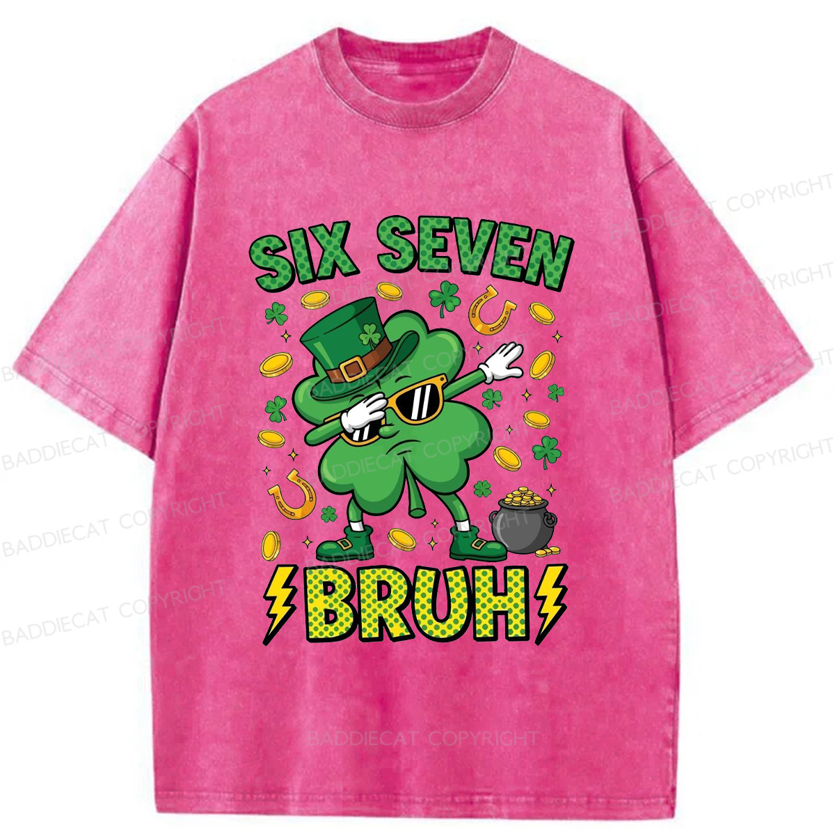Baddiecat Six Seven Bruh Washed T-shirt