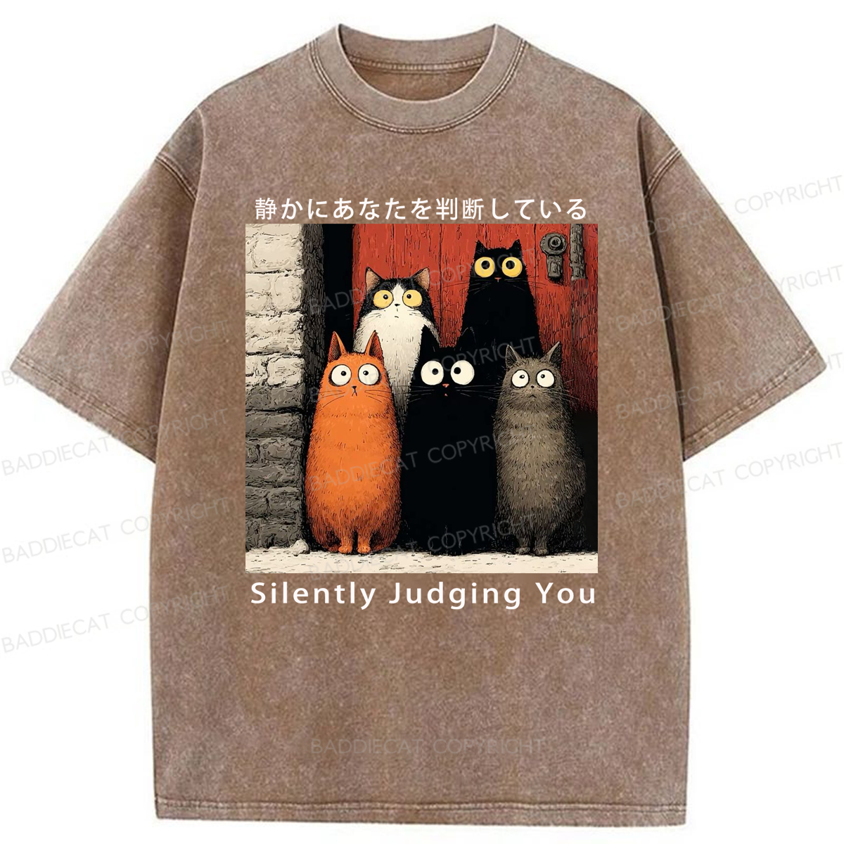 Baddiecat Cats Silently Judging You Washed T-shirt