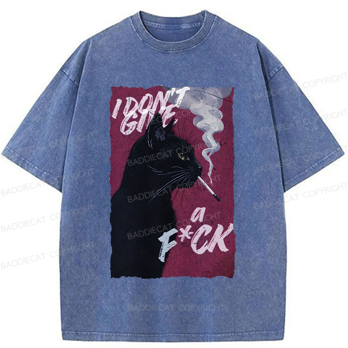 Baddiecat Rebellious Black Cat Washed T-shirt