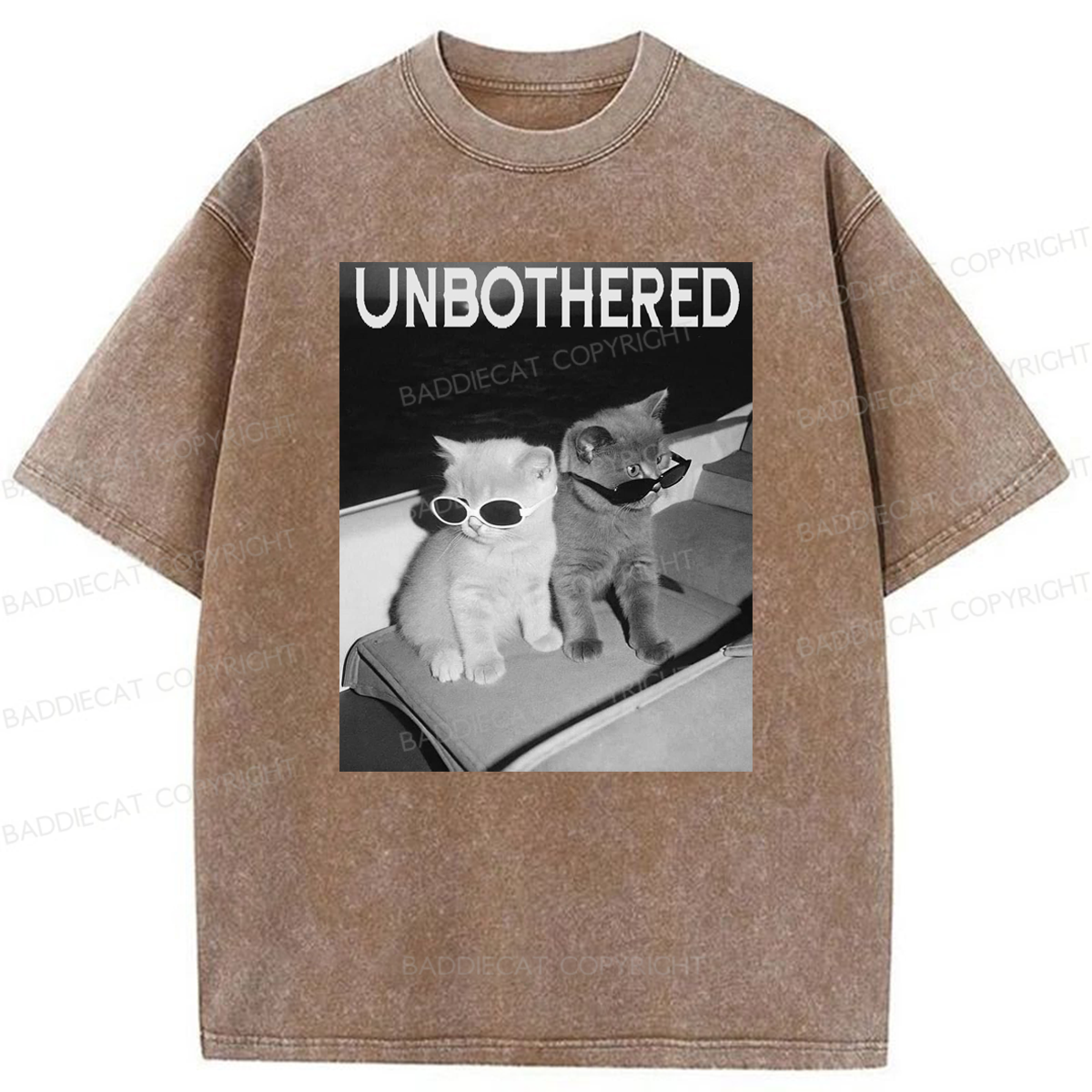 Baddiecat Unbothered Cats Washed T-shirt