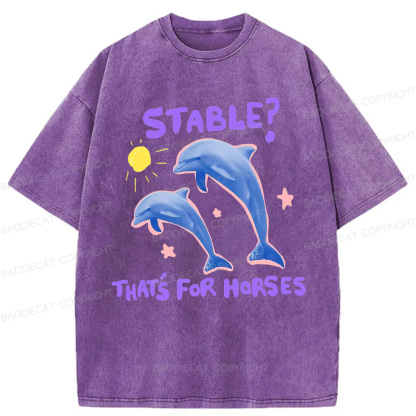 Baddiecat Funny Dolphin Washed T-shirt