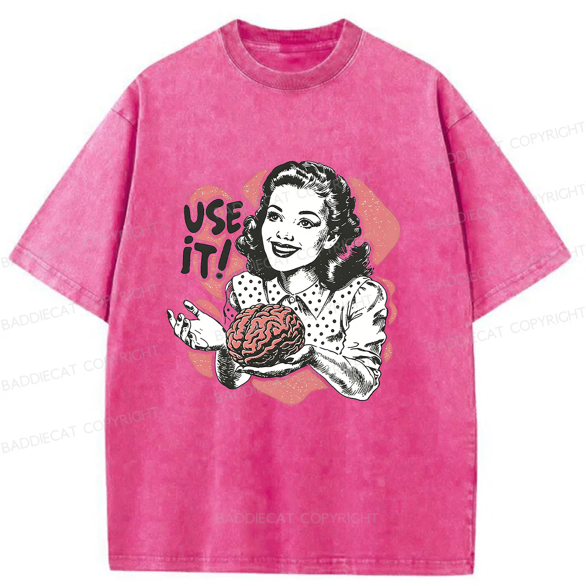 Baddiecat Use Your Brain Washed T-shirt