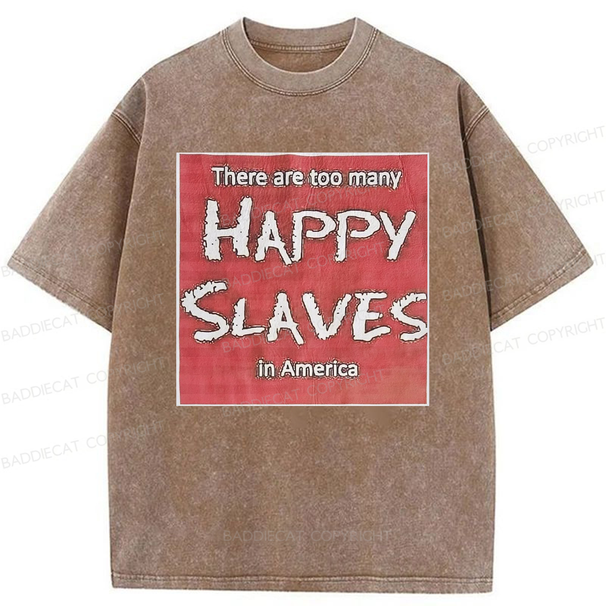 Baddiecat There Are Too Many Happy Slaves Washed T-shirt
