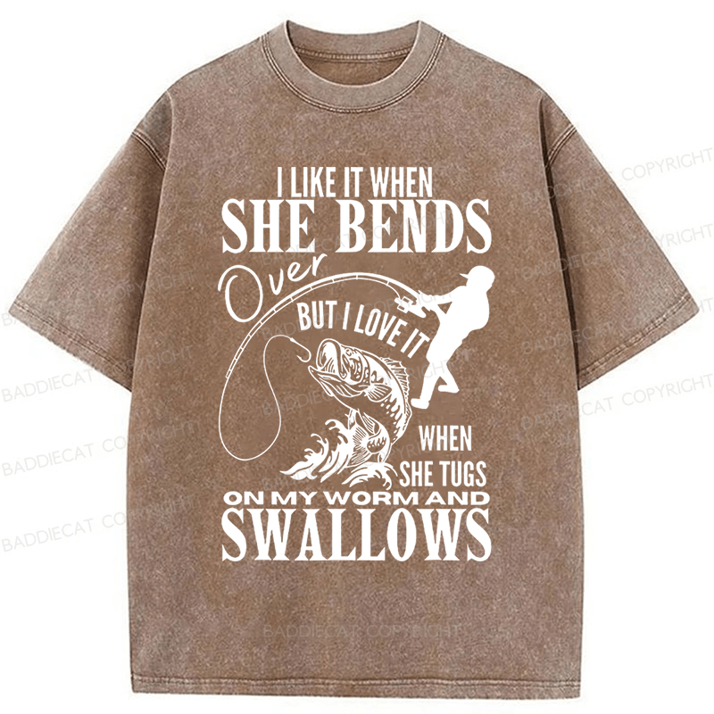 Baddiecat I Like It When She Bends Washed T-shirt