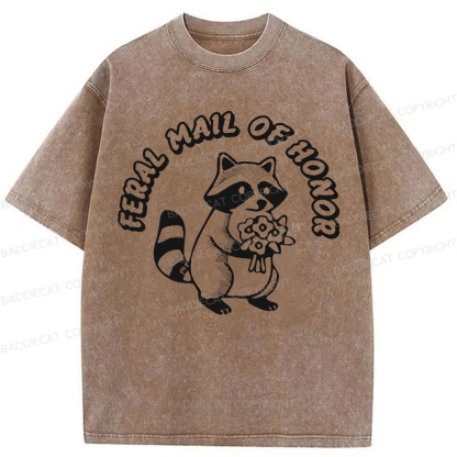 Baddiecat Feral Maid Of Honor Opossum Washed T-shirt