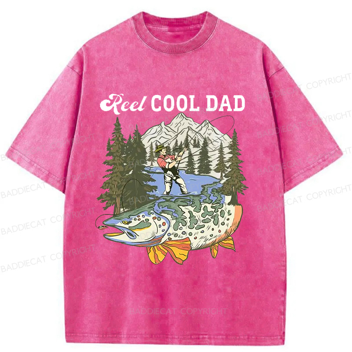 Baddiecat Reel Cool Dad Washed T-shirt