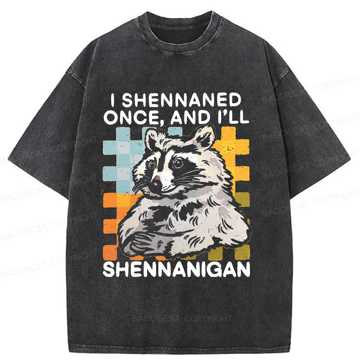 Baddiecat Mischievous Raccoon Washed T-shirt