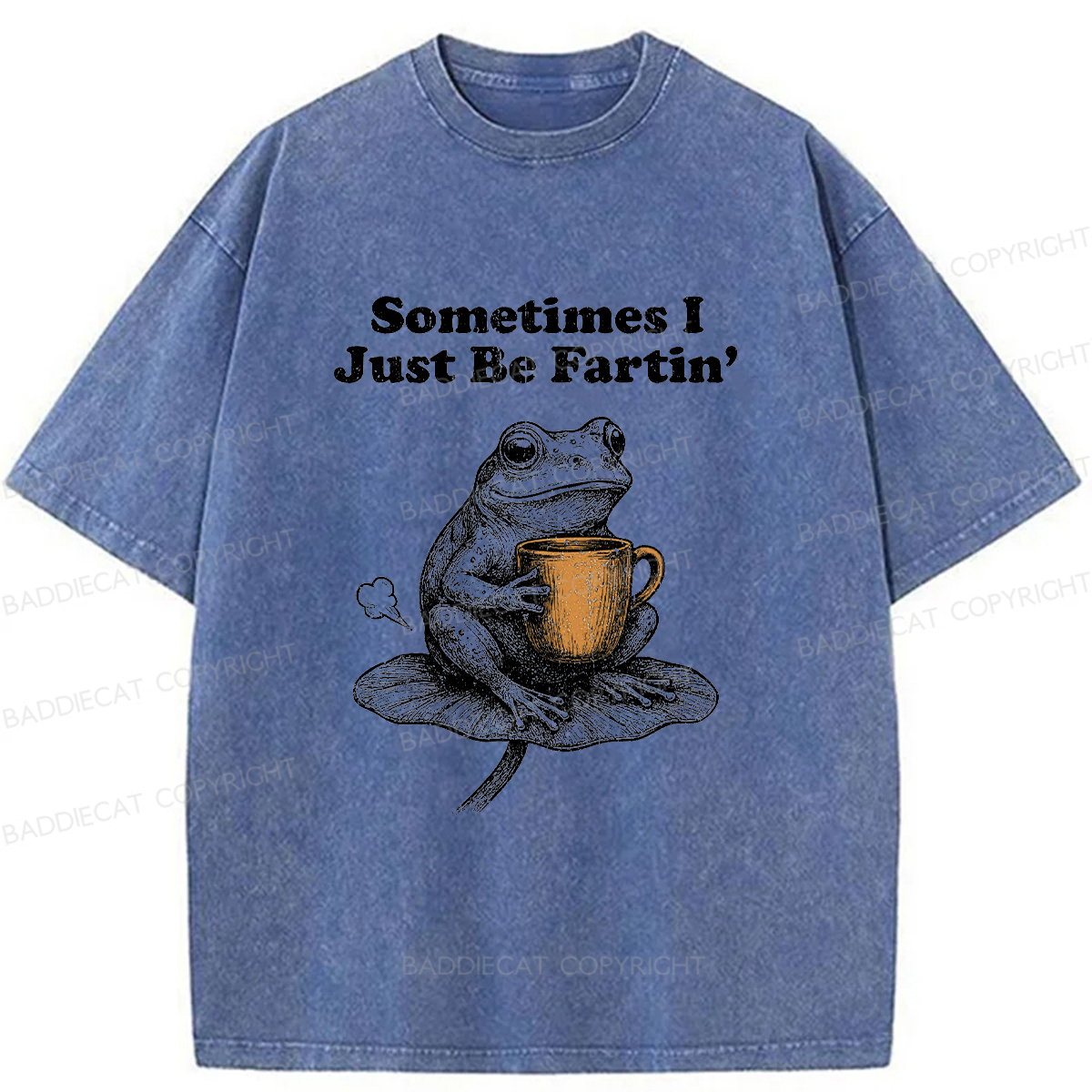 Baddiecat Farting Frog Washed T-shirt