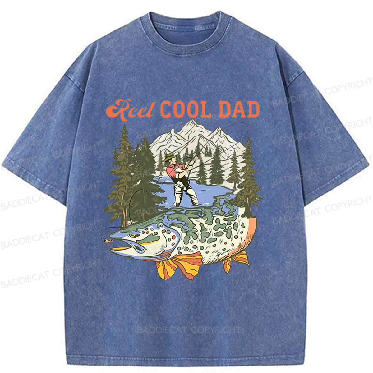 Baddiecat Reel Cool Dad Washed T-shirt