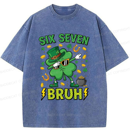 Baddiecat Six Seven Bruh Washed T-shirt