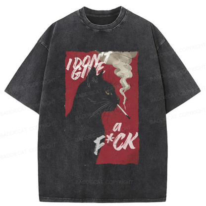Baddiecat Rebellious Black Cat Washed T-shirt