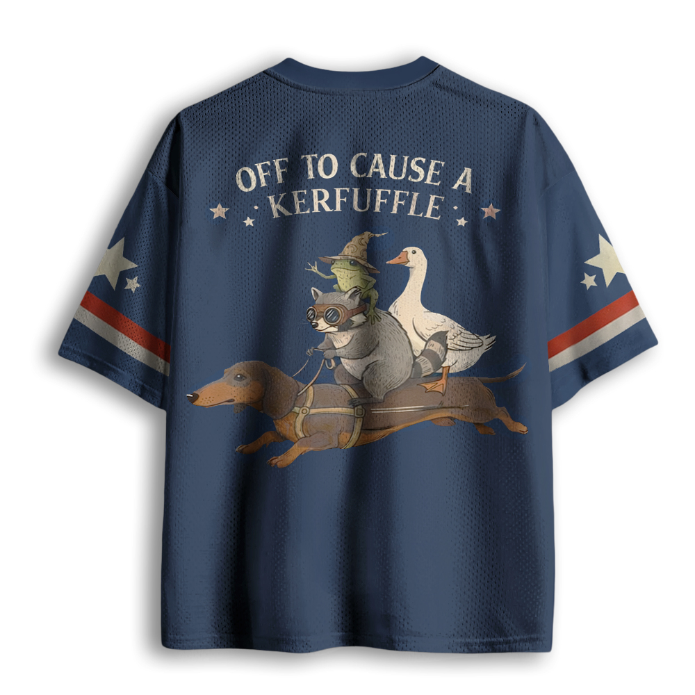 Baddiecat Funny Dachshund-Frog Off To Cause A Kerfuffle Mesh Jersey