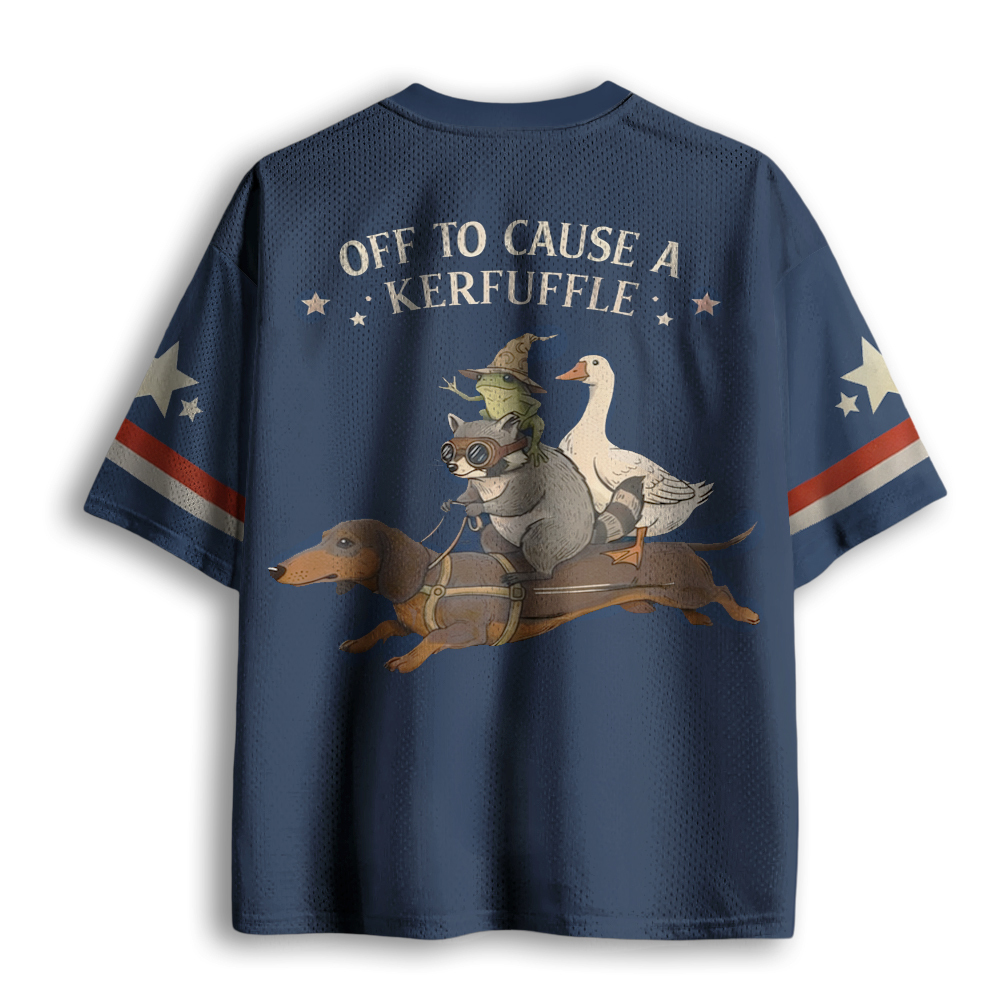 Baddiecat Funny Dachshund-Frog Off To Cause A Kerfuffle Mesh Jersey