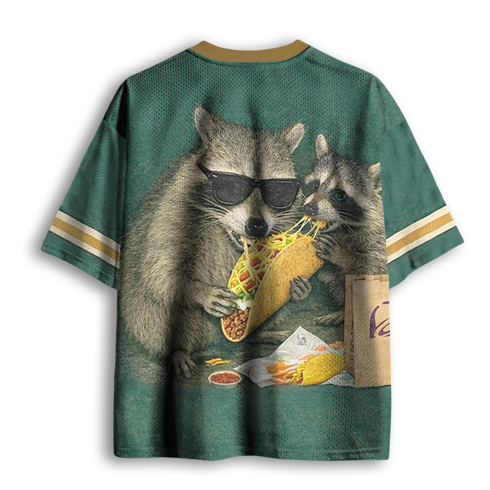 Baddiecat Raccoon Eating Tacos Mesh Jersey